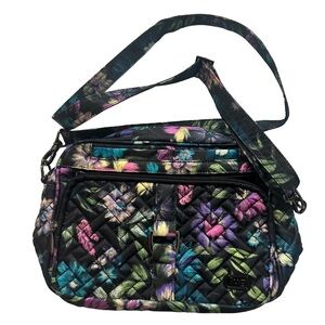 Lug Carousel XL Floral Quilted Women's Crossbody Bag Bloom Black